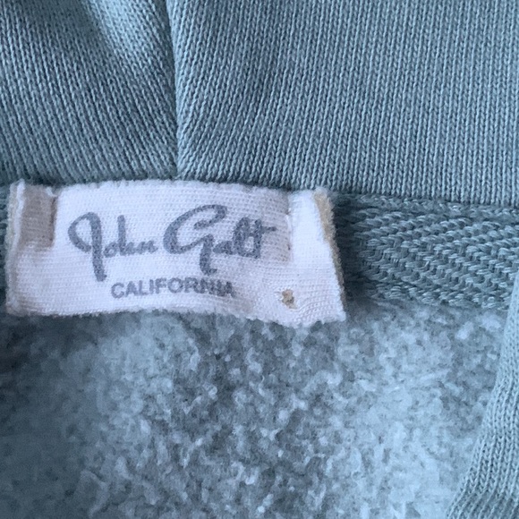 John Galt BRANDY MELVILLE “Crystal” Crop Sage Green Full ZIP Hoodie Sweatshirt - Picture 3 of 6